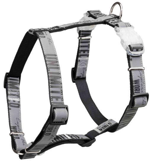 Explore H-Geschirr m.Flasher Schnalle, schwarz reflektierend S-M: 42-60cm/20mm