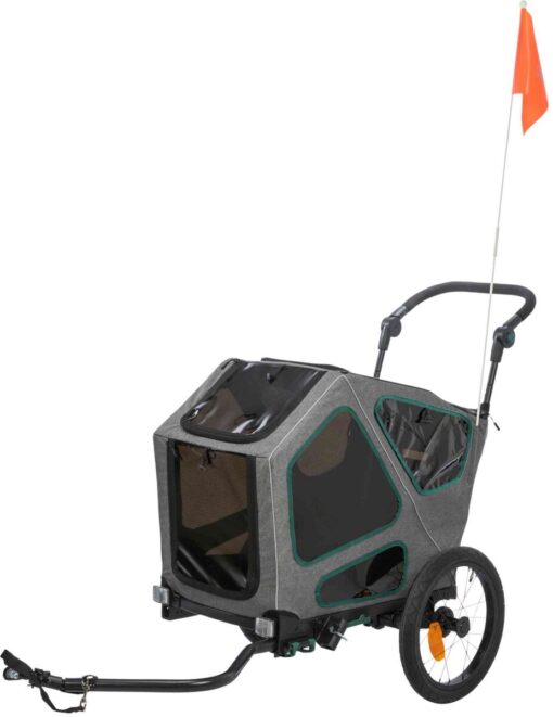 Roulotte de vélo, S: 41,5×59×78/130 cm, gris/sauge
