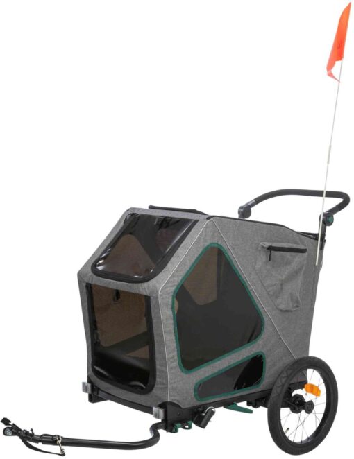 Roulotte de vélo, M: 50×72×87/138 cm, gris/sauge