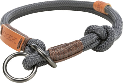 BE NORDIC Zug-Stopp-Halsband, dunkelgrau/braun XS-S: 30cm/ø 6 mm