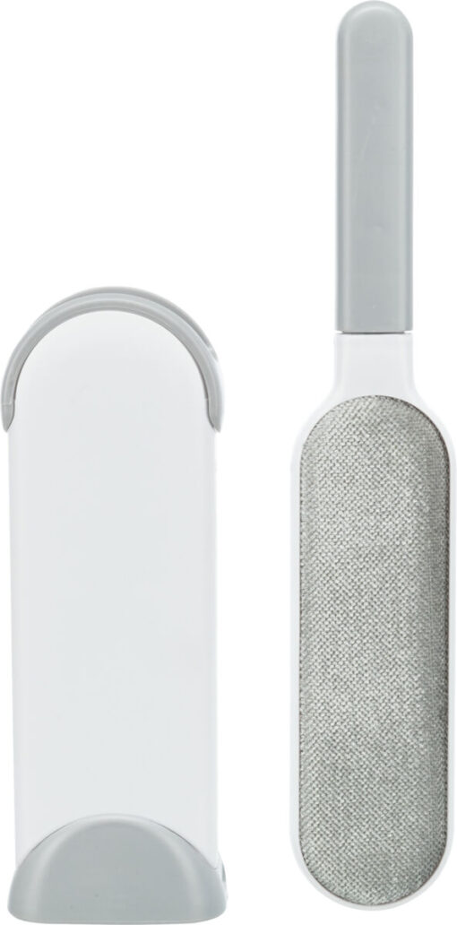 Fussel-Bürste mit Reinigungsstation, 33cm,weiss/grau