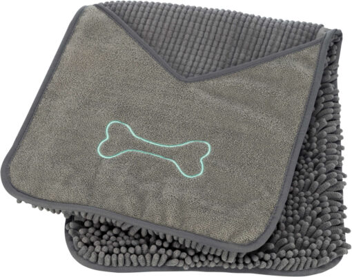 Handtuch mit Handlaschen, Microfaser, 78×32cm, grau