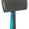 Brosse souple, en plastique/poils métal,gris foncé/bleu