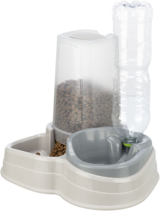 Distributeur d'eau et de nourriture, plast., 3,5 l/gris/taup 37×32×31cm
