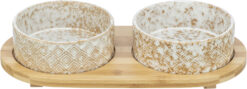 Alternative view of Set de gamelles, céramique/bambou, blanc/marron clair