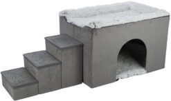Alternative view of Höhle Harvey mit Treppe, 154×60×60cm, grau/weiss-schwarz