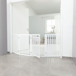 Hunde-Absperrgitter, 4-teilig, mit kleiner Tür, 60-160×81cm,