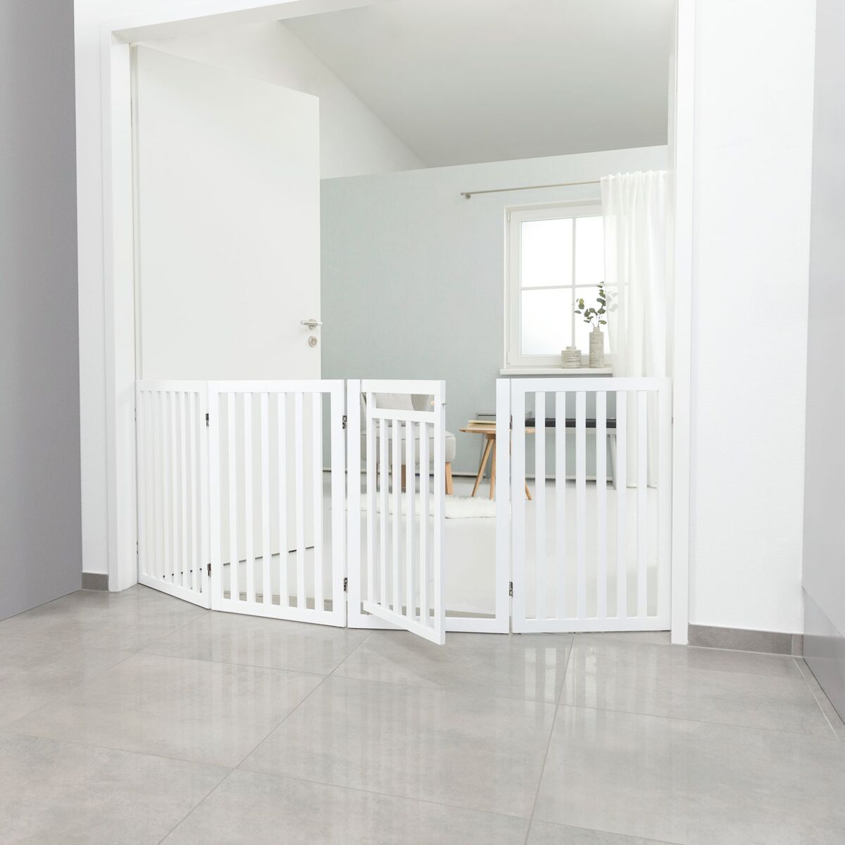 Barrière, avec porte, 60-160×81cm, blanc Barrière, avec porte, 60-160×81cm, blanc