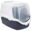 Katzentoilette Vico Open Top, mit Haube, blaugrau/weiss