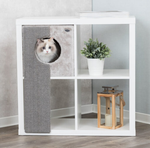 Kuschelhöhle für Regale mit Kratzbrett, 33×70×37cm, grau