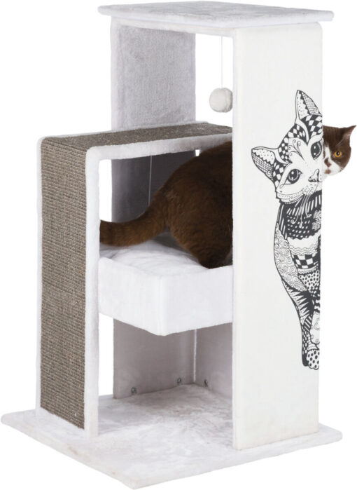 Arbre à chat Maria, 101cm, blanc/gris