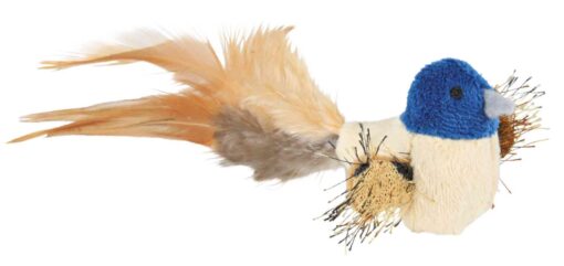 Vogel mit Federn, Plüsch 8 cm