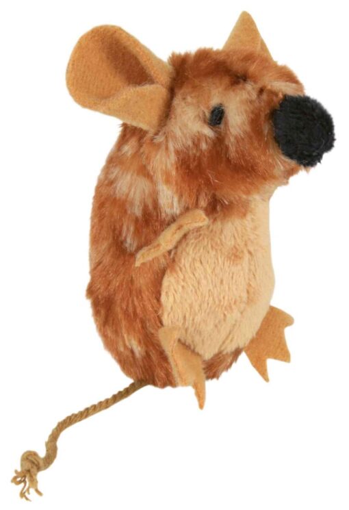 Souris debout, marron, avec catnip & son 8 cm