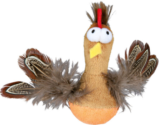 Poulet rondelet avec plume et son 10cm