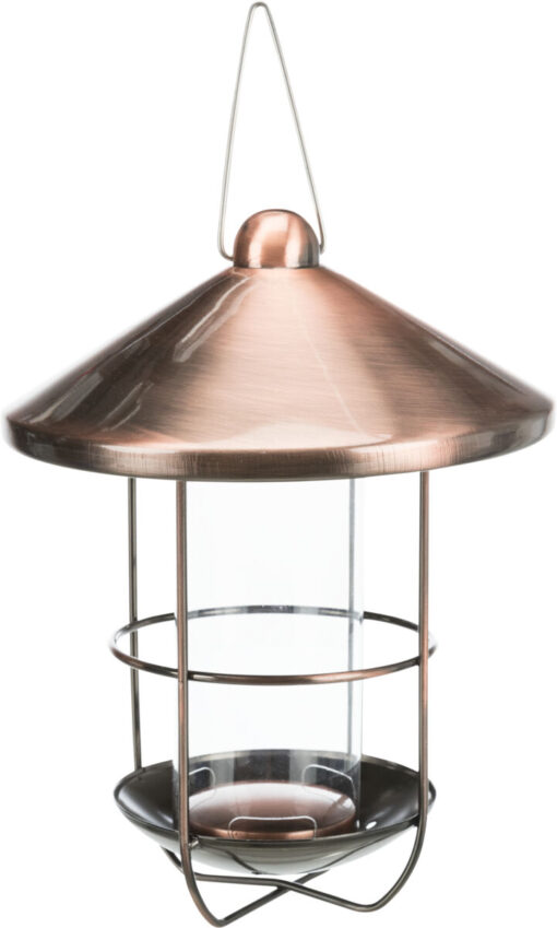 Mangeoire extér. avec grille prot.,en métal, 500 ml, cuivré