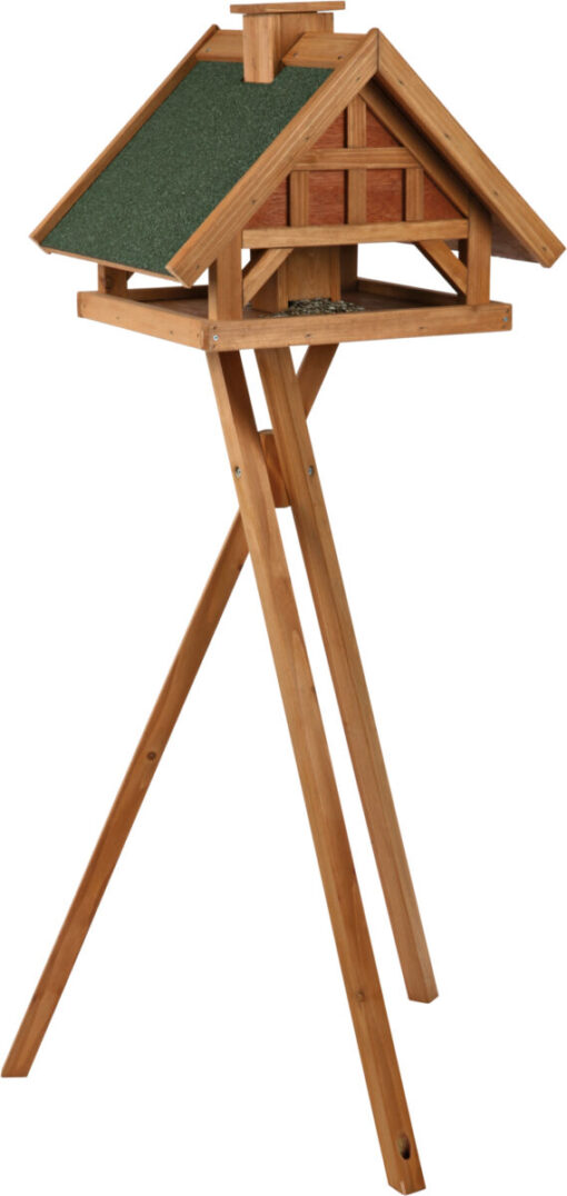 natura Futterhaus mit Ständer&Silo, Kiefernholz, braun 54×40×48cm/1,45m