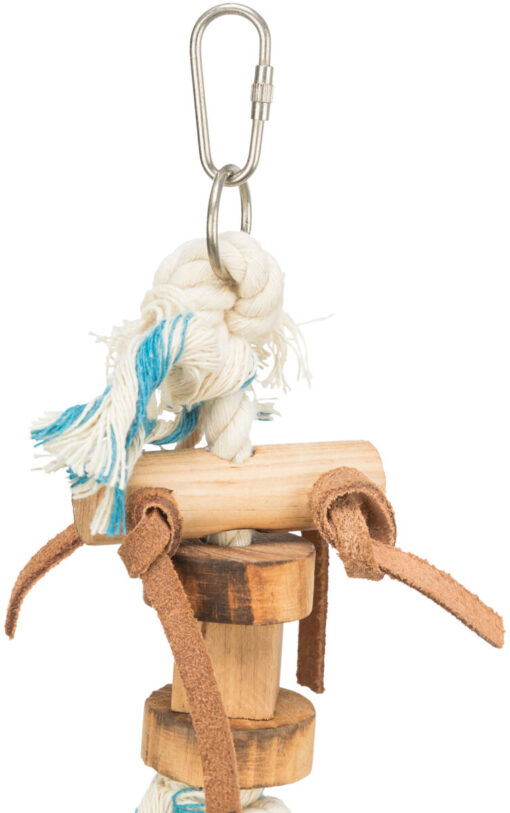 Jouet bois avec bande de cuir, 35cm