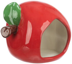 Alternative view of Keramikhaus Apfel, Hamster/Mäuse, 13×10×10cm, rot