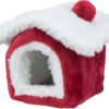 Xmas Abri douillet, souris/hamster, 15×12×15cm, rouge/blanc
