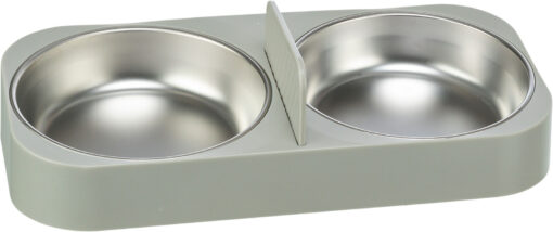 Gamelle double, en plast./acier inox. pour T24347,gris clair 0,5 l/32×5×16cm