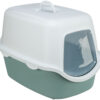 Bac à litière Vico, avec couvercle, 40×40×56cm, sauge/blanc
