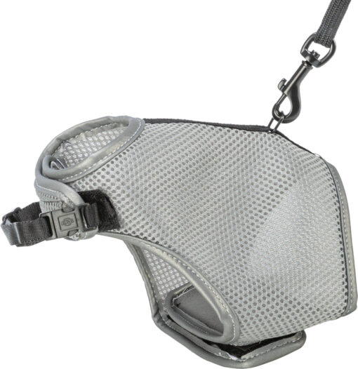 Softgeschirr, Katze, mit Leine, 24-42cm, 1,20 m, grau