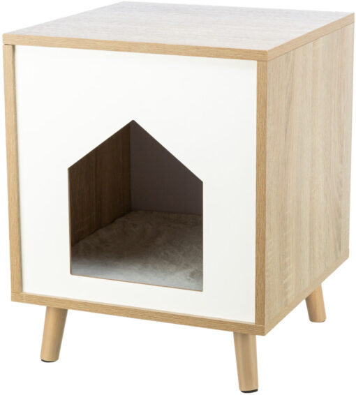 Höhle Isa, Holzoptik, 40×50×40cm, hellbraun/weiss