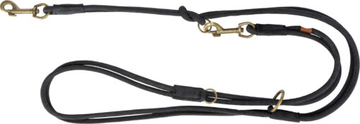 Laisse Pure V, couture ronde, cuir, S: 2 m/10 mm, noir