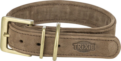 Collier en cuir pur, brun S-M: 31-37cm/30 mm