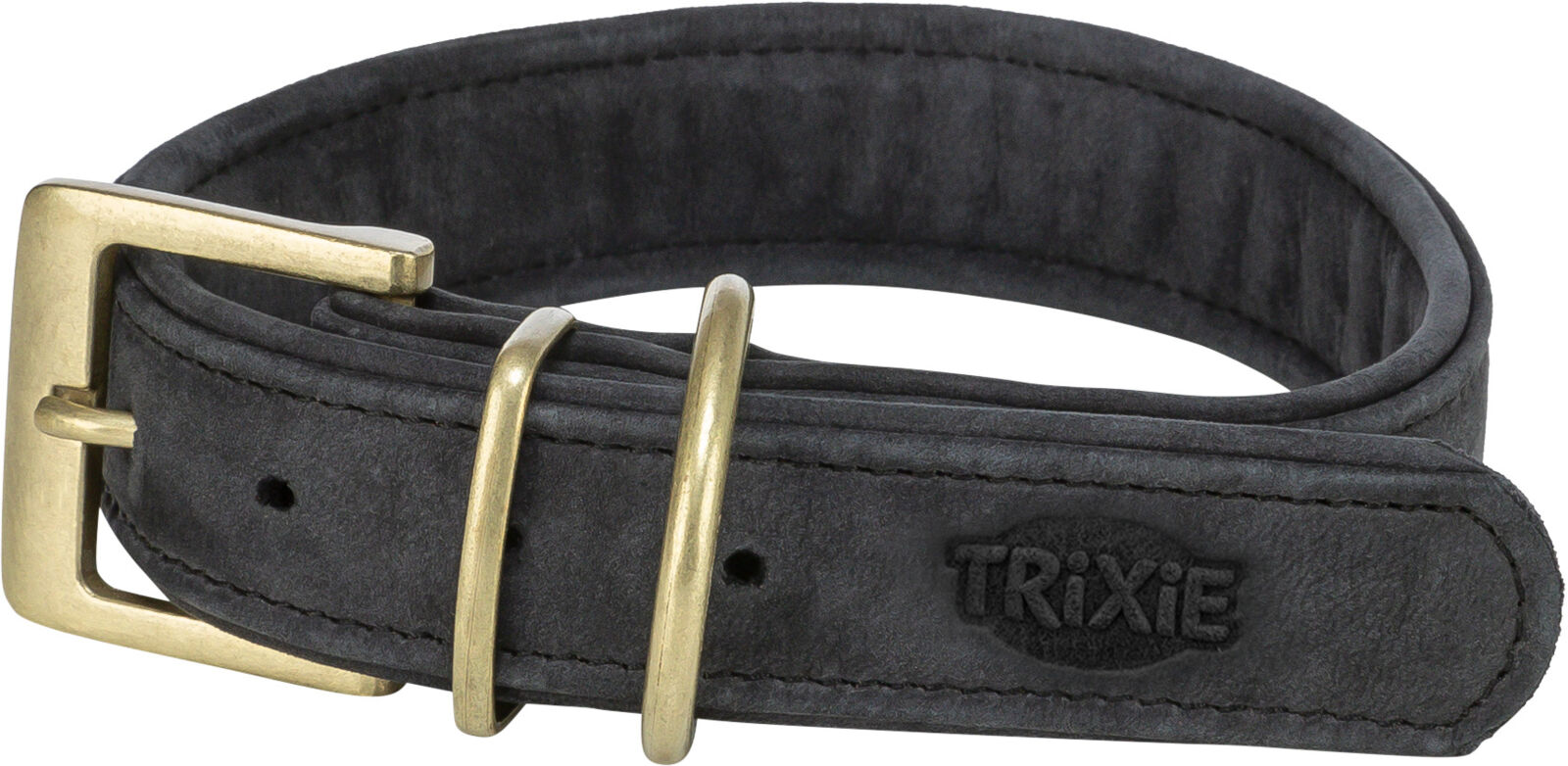 Collier en cuir pur, noir L-XL: 52-63cm/40 mm Collier en cuir pur, noir L-XL: 52-63cm/40 mm