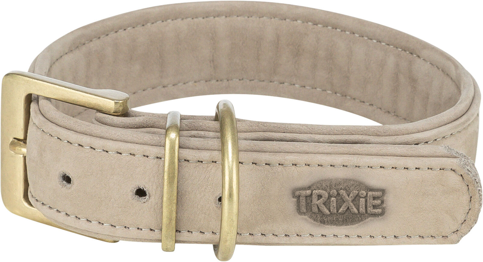 Collier en cuir pur, gris clair L-XL: 52-63cm/40 mm Collier en cuir pur, gris clair L-XL: 52-63cm/40 mm