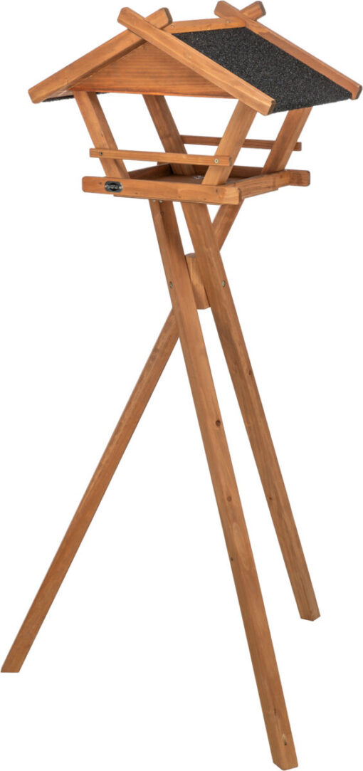 natura Futterhaus mit Ständer, Kiefernholz, braun 52×34,5×33,5cm/1,34 m
