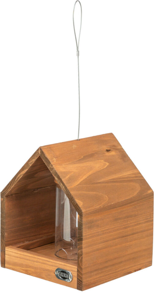 natura mangeoire oiseaux suspendue & silo, en pin, brun 20×24×20cm