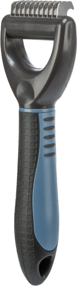 Alternative view of Peigne démêlant, épais, plastique/métal, gris foncé/bleu