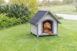 Niche pour chiens Cottage avec pignon, M, gris