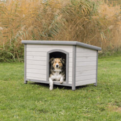 Niche pour chiens Classic à toit plat, M-L, gris