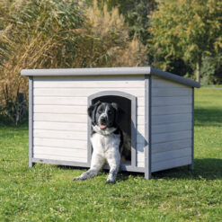Niche pour chiens Classic à toit plat, L, gris