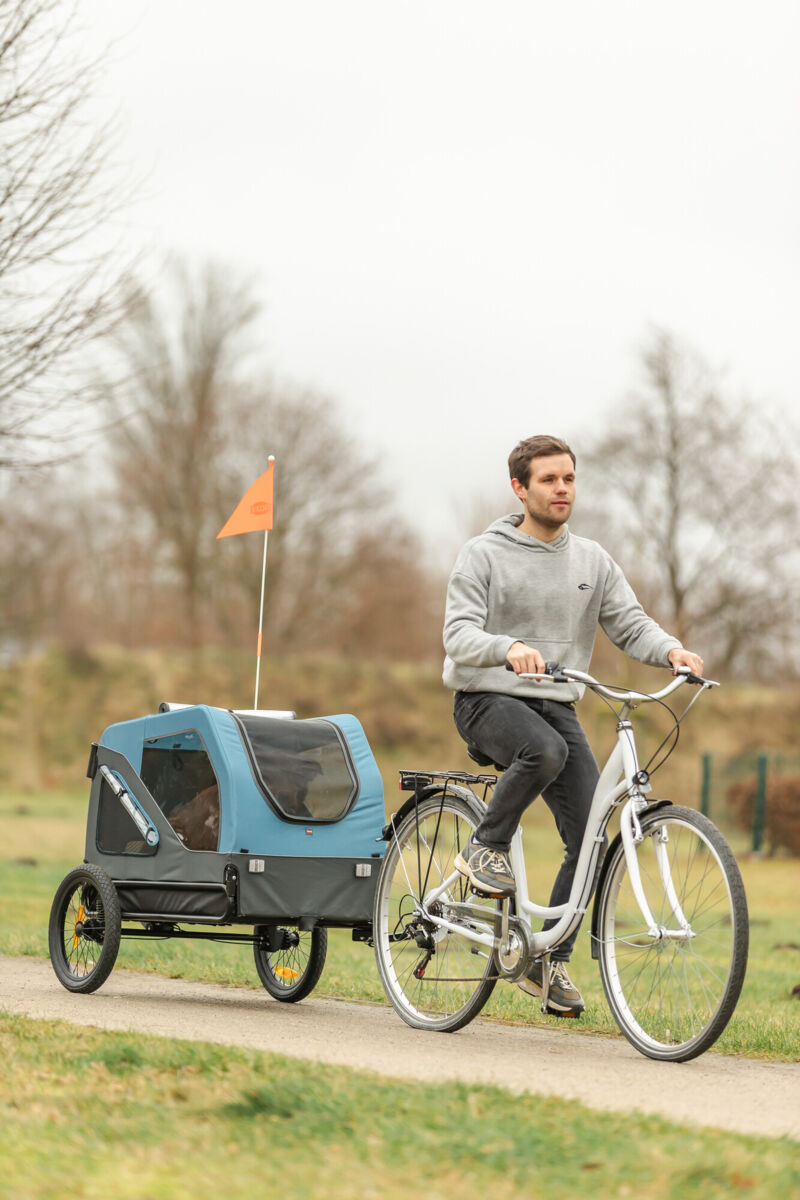 Remorque pour vélo, S: 70×88×88/131cm, bleu/gris S: 70×88×88/131cm Remorque pour vélo, S: 70×88×88/131cm, bleu/gris S: 70×88×88/131cm