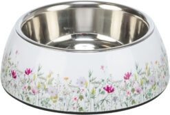 Edelstahlnapf, Blumen-Motiv, weiss/bunt