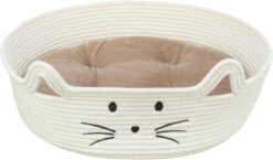 Katzenkorb, rund, ø 45cm, weiss/hellbraun