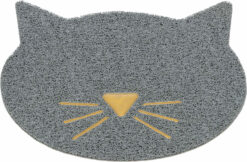 Vorleger für Katzentoiletten, Katzenkopf, PVC, hellgrau