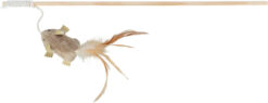 Canne jeu souris avec plumes, marron foncé